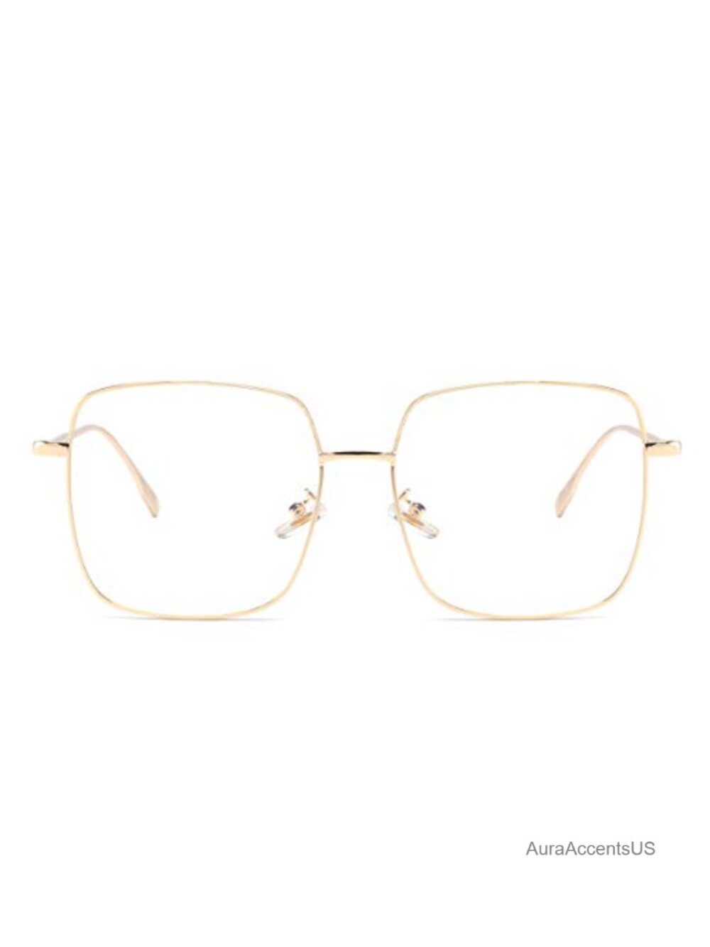 Oversized Square Blue Light Blocking Glasses Alloy Metal Frame Eyewear